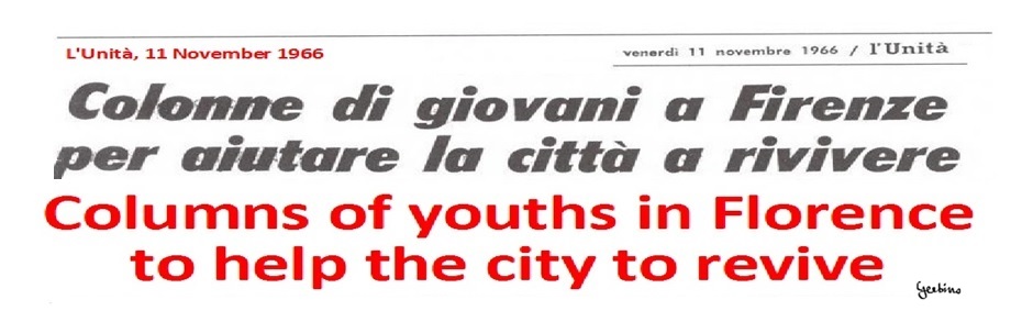 Columns of young people in Florence, to help the city to revive The youths of Mondo Beat were the first responders to rescue a patrimony of art and culture in Florence